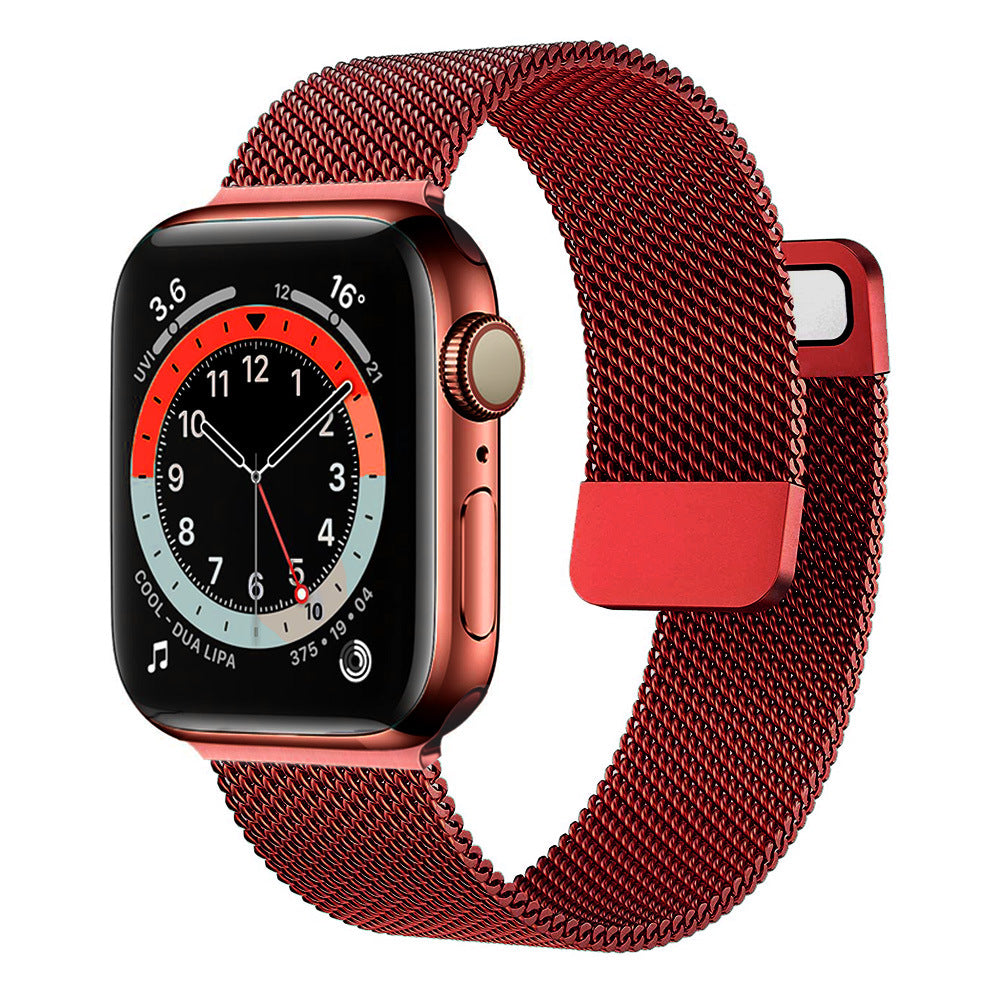 Stainless Steel Magnetic Mesh Apple Watch Strap 38–49mm Milanese Loop | Red