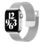 Stainless Steel Magnetic Mesh Apple Watch Strap 38–49mm Milanese Loop | Silver