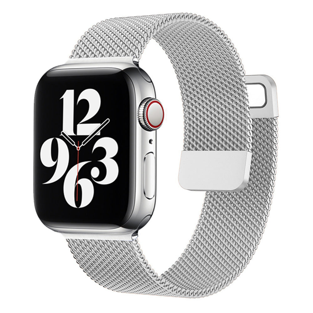 Stainless Steel Magnetic Mesh Apple Watch Strap 38–49mm Milanese Loop | Silver