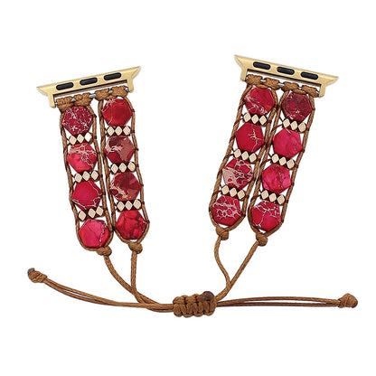 Stone Beaded Apple Watch Strap – Boho Hippie Bracelet Band | Pink