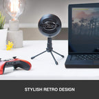 Compact, retro design Blue Snowball iCE USB microphone with Skype and Discord certification for clear communication
