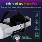 TPU Head Pad White Meta Quest 2 VR Head Strap 10,000mAh Battery - 8Hrs Playtime - BeezSpeed