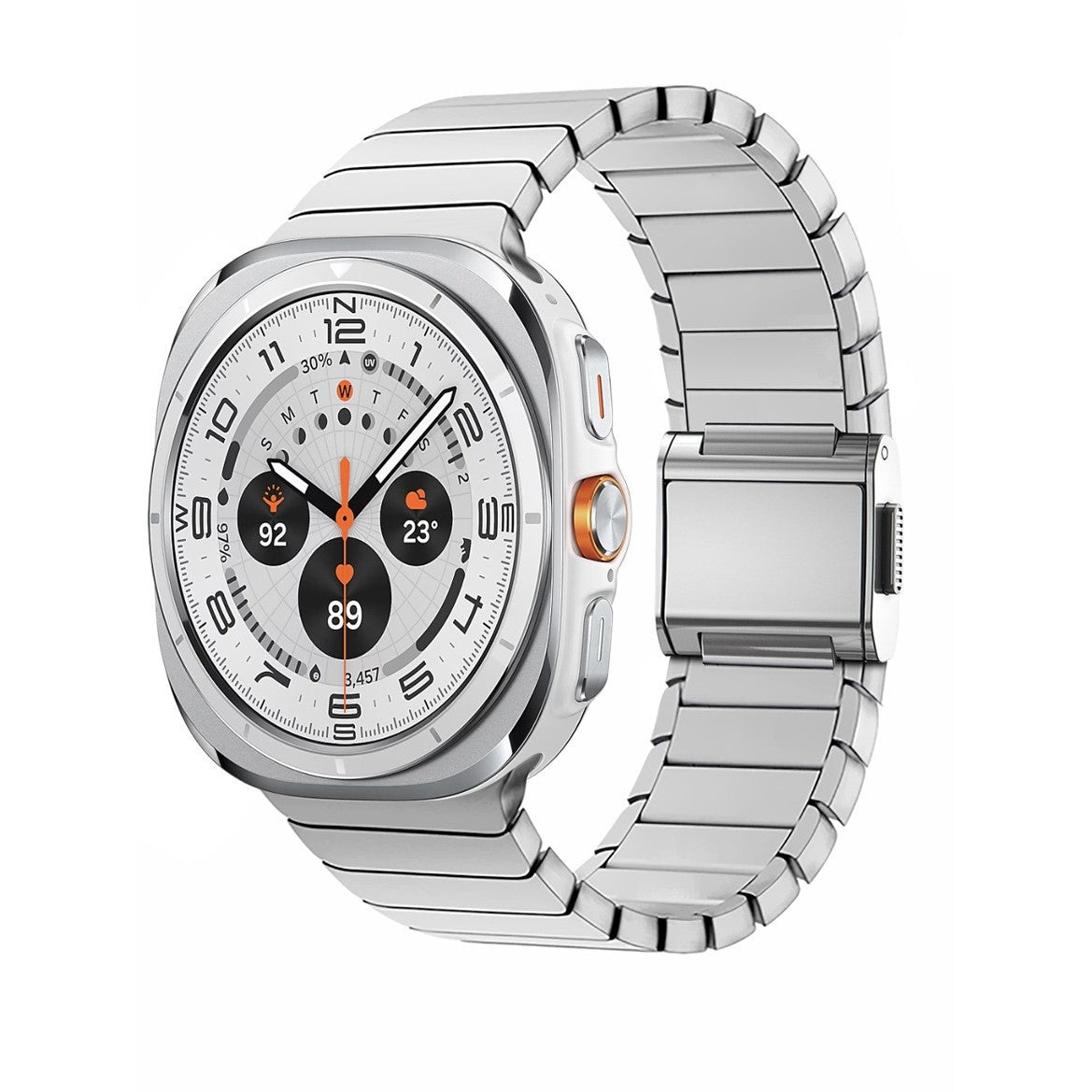 Titanium Magnetic Strap Samsung Watch 7 Ultra Men's Metal Link Band Correa | White