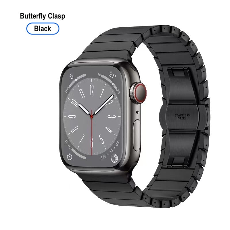 Titanium Watch Band for Apple Watch 38–49mm – Butterfly Clasp | Black