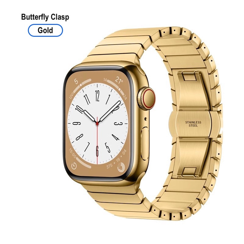 Titanium Watch Band for Apple Watch 38–49mm – Butterfly Clasp | Gold
