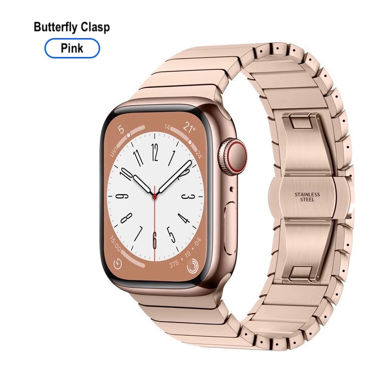 Titanium Watch Band for Apple Watch 38–49mm – Butterfly Clasp | Pink