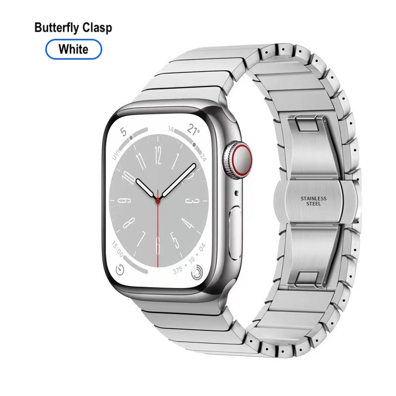 Titanium Watch Band for Apple Watch 38–49mm – Butterfly Clasp | White