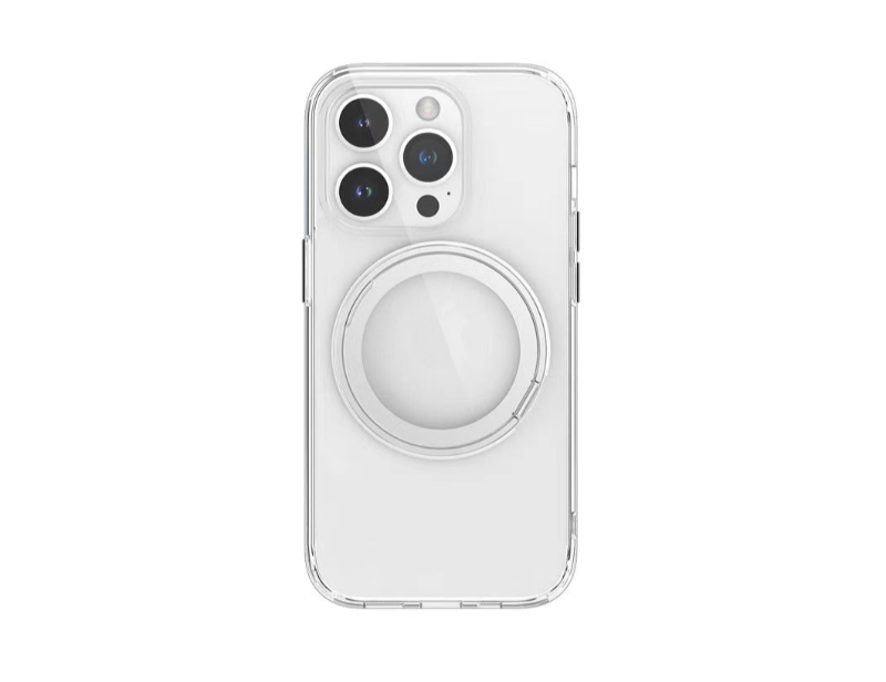 Transparent white FACASE Magnet TPU Metal Bracket Case for iPhone Models - BeezSpeed
