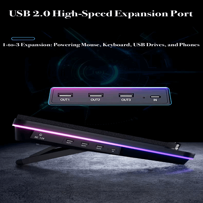 USB 2.0 GT600 Turbo-Fan 14.1/19.3 Inch Laptops Cooling Pad - USB Hub & Dust Filter - BeezSpeed