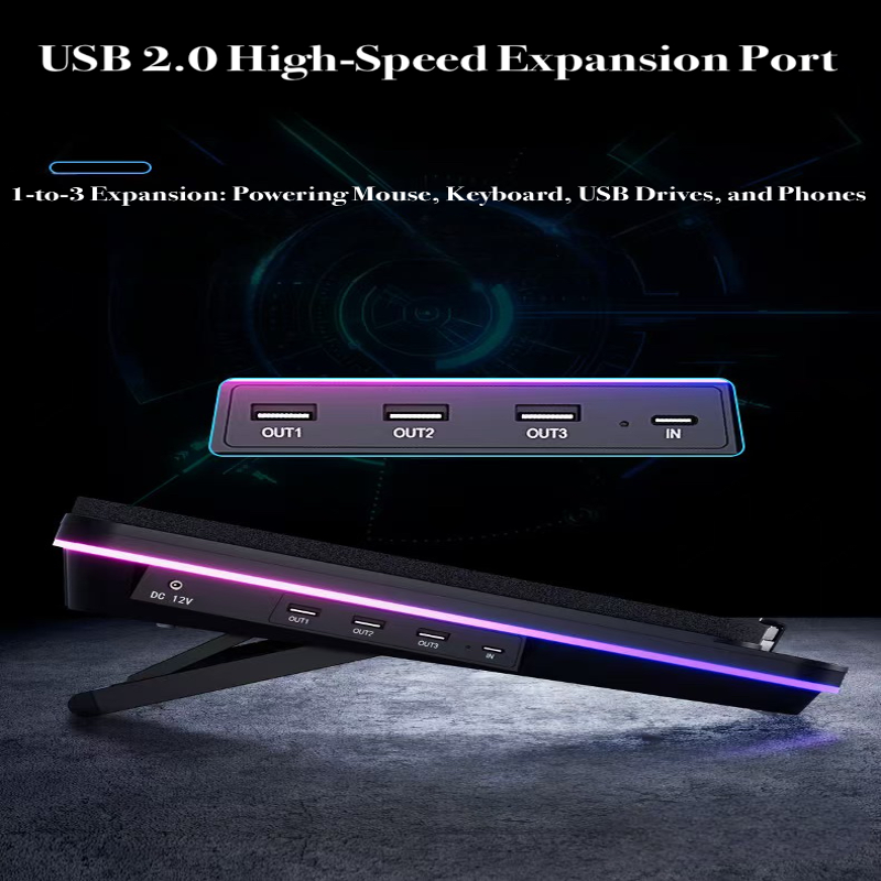 USB 2.0 GT600 Turbo-Fan 14.1/19.3 Inch Laptops Cooling Pad - USB Hub & Dust Filter - BeezSpeed