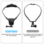 Comfortable and adjustable neck mount for POV shots, perfect for GoPro 9/10/11/12 users.