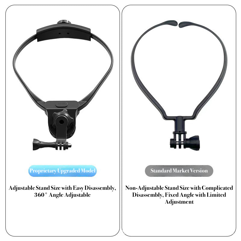 Comfortable and adjustable neck mount for POV shots, perfect for GoPro 9/10/11/12 users.