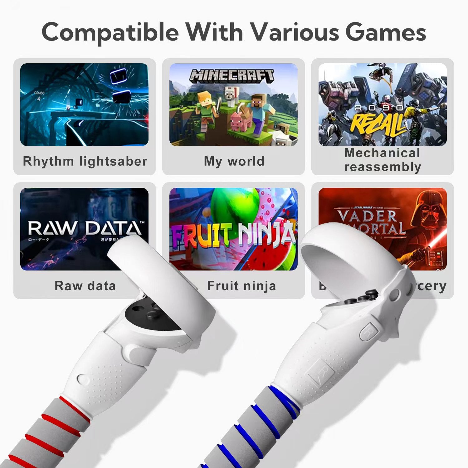 Various Games Meta Oculus Quest 2 Handle Attachment - VR Grips & Golf Club Adapter _ BeezSpeed