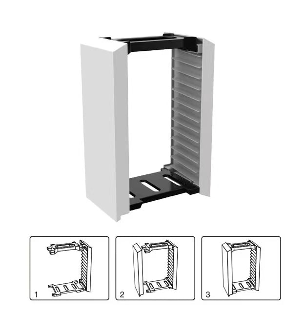 Foldable Game Storage Stand for PS4/PS5/Xbox with 12 Disc Capacity and Controller Hooks