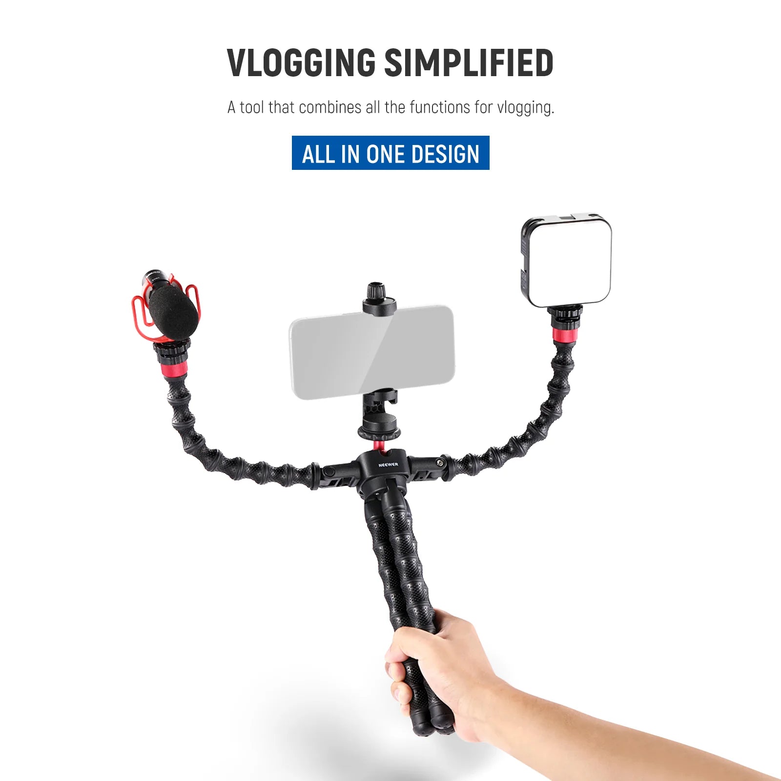 NEEWER T91 Flexible Tripod for Vlogging, DSLR Cameras, and Action Cameras