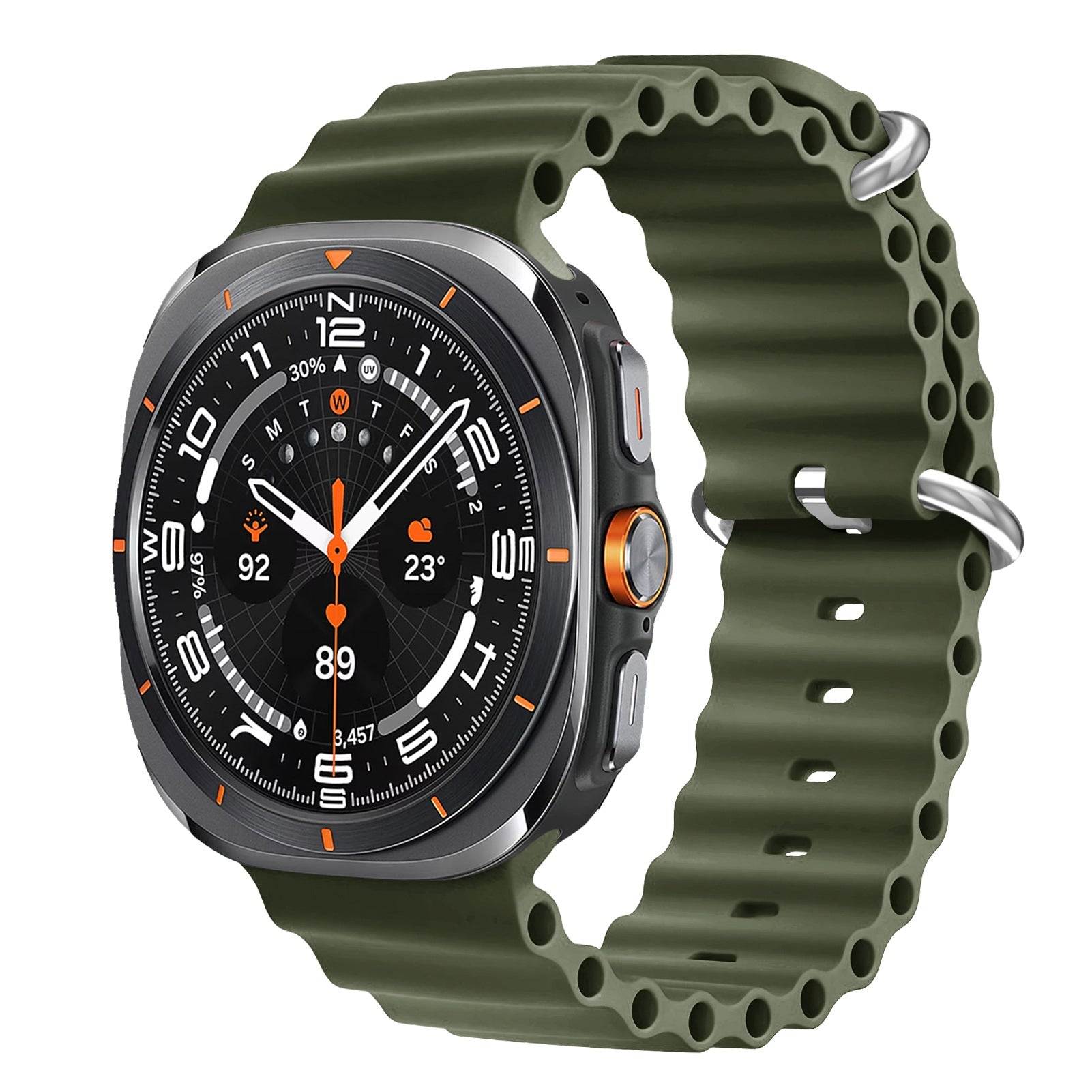 Wave Silicone Sport Strap for Samsung Galaxy Watch Ultra (47mm) – Double Lock - Green