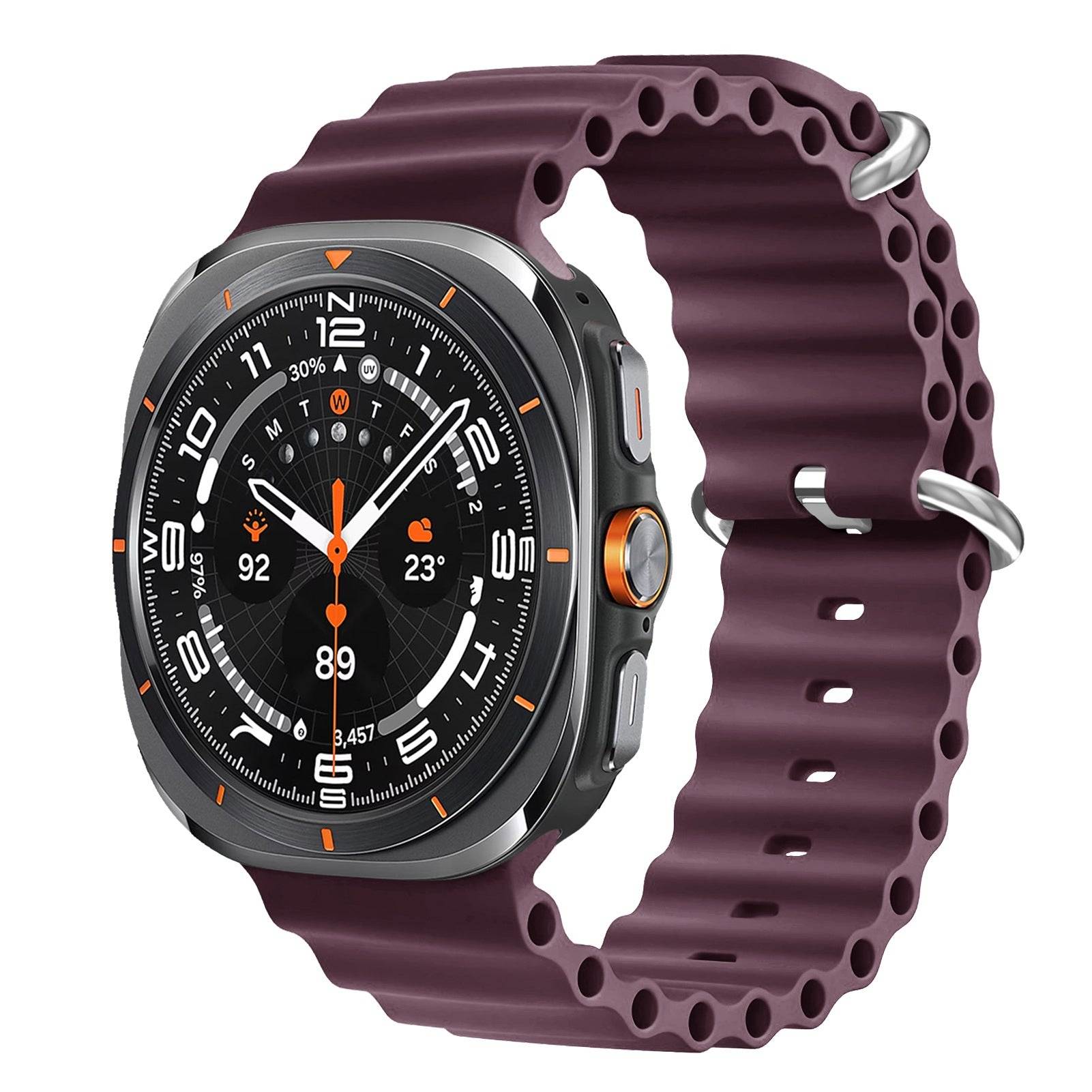 Wave Silicone Sport Strap for Samsung Galaxy Watch Ultra (47mm) – Double Lock -Red