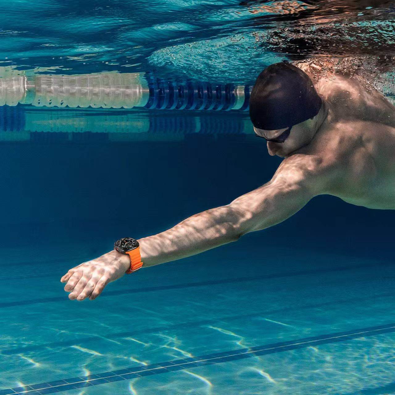 Wave Silicone Sport Strap for Samsung Galaxy Watch Ultra (47mm) – Double Lock - Swimming Fits