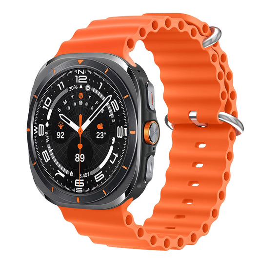 Wave Silicone Sport Strap for Samsung Galaxy Watch Ultra (47mm) – Double Lock - Orange