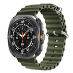 Wave Silicone Sport Strap for Samsung Galaxy Watch Ultra (47mm) – Double Lock - Green