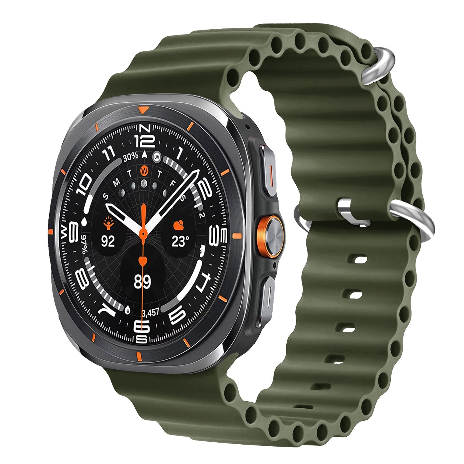 Wave Silicone Sport Strap for Samsung Galaxy Watch Ultra (47mm) – Double Lock - Green