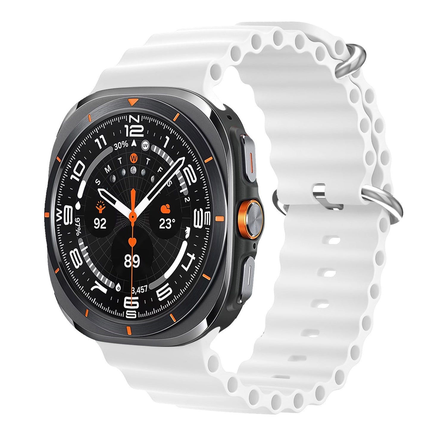 Wave Silicone Sport Strap for Samsung Galaxy Watch Ultra (47mm) – Double Lock - White