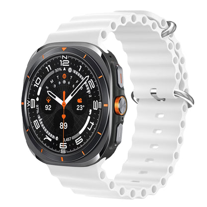Wave Silicone Sport Strap for Samsung Galaxy Watch Ultra (47mm) – Double Lock - White