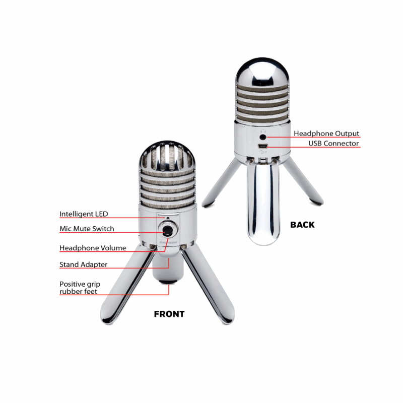 White Samson Meteor Mic USB Studio Condenser Microphone - Quality Audio - BeezSpeed