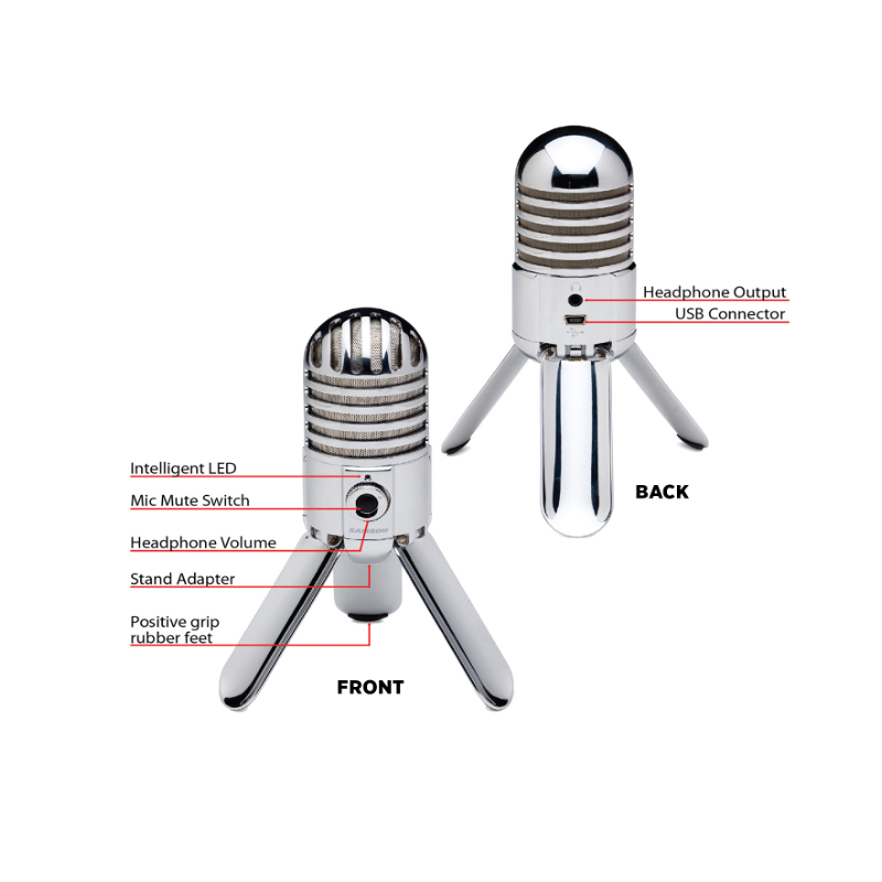 White Samson Meteor Mic USB Studio Condenser Microphone - Quality Audio - BeezSpeed