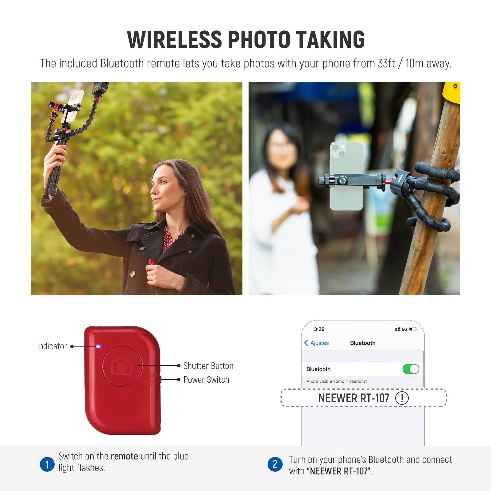 NEEWER T91 Flexible Tripod for GoPro, DSLR, and Phones with Cold Shoe Mount - Photo Wireless Taking - BeezSpeed