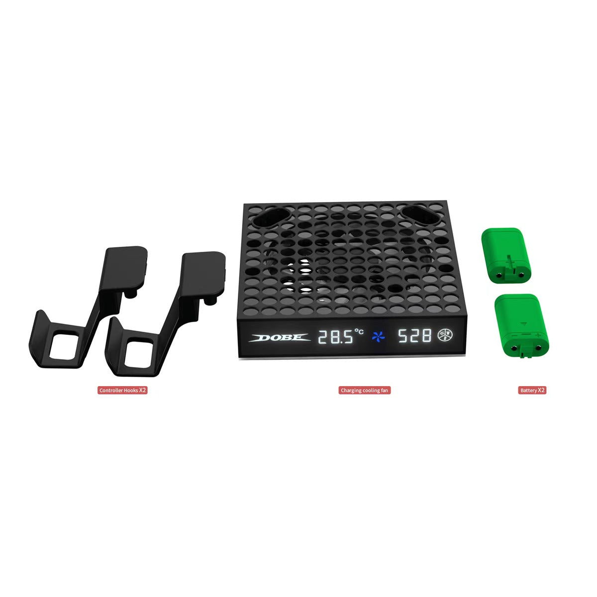 Xbox Series X/S Cooling Fan Station with Rechargeable Batteries & RGB Lightin