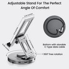 Adjustable Stand AUFULA 8-in-1 hub for mobile and tablet devices with HDMI 4K, USB 3.0, and audio support for a seamless experience.