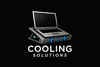 Black-Background with Laptop Cooling pads/Stands Logo inside and text under the logo 
