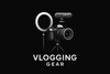 Black-Background with Vlogging Gears Logo inside and text under the logo 