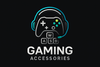 create gaming accessories light color logo- black background