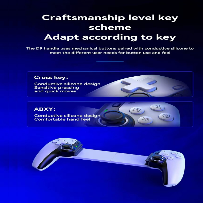 Versatile D9 Bluetooth handle, compatible with PS3, PS4, Android, and PC, featuring precision controls and wireless convenience.