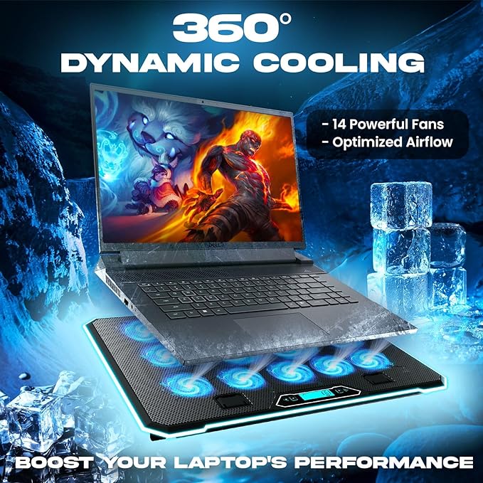 Cooling Pad with 14 Powerful Fans for Laptops up to 17 Inches