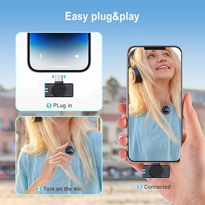 Noise-Canceling Lavalier Mic for Content Creation and Live Streaming - Easy Plus&Play