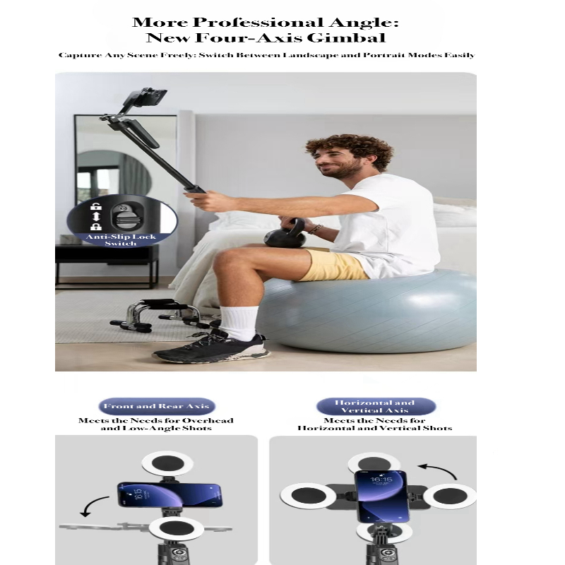 Smart Gimbal with Adjustable Telescoping Pole for Smooth Tracking and Content Creation