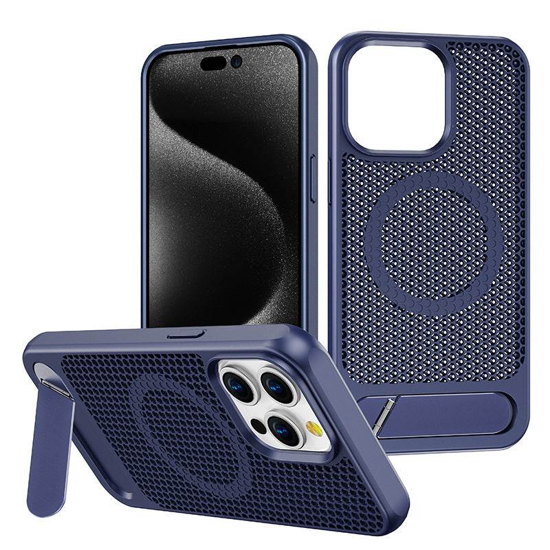 iPhone 13–16 Cooling Case with Kickstand & Drop Protection | MagSafe | Blue