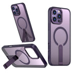 iPhone 13-16 MagSafe Compatible Transparent Case with Kickstand Ring | Purple