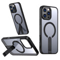 iPhone 13-16 MagSafe Compatible Transparent Case with Kickstand Ring | Black