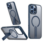 iPhone 13-16 MagSafe Compatible Transparent Case with Kickstand Ring | Blue