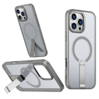 iPhone 13-16 MagSafe Compatible Transparent Case with Kickstand Ring | Gray