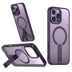 iPhone 13-16 MagSafe Compatible Transparent Case with Kickstand Ring | Purple