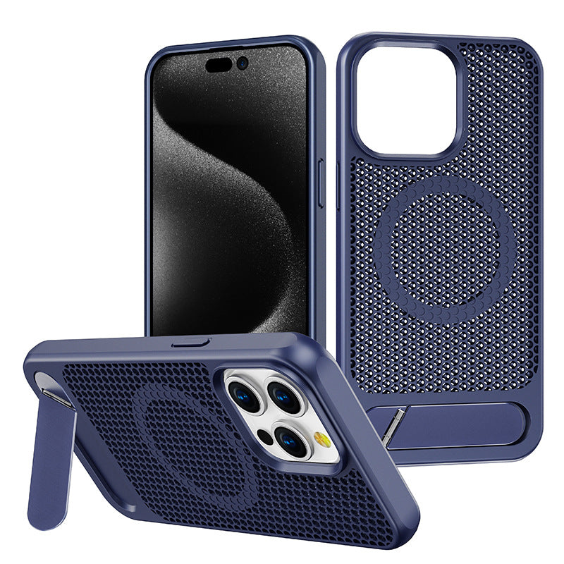 iPhone 13–16 Cooling Case with Kickstand & Drop Protection | MagSafe | Blue