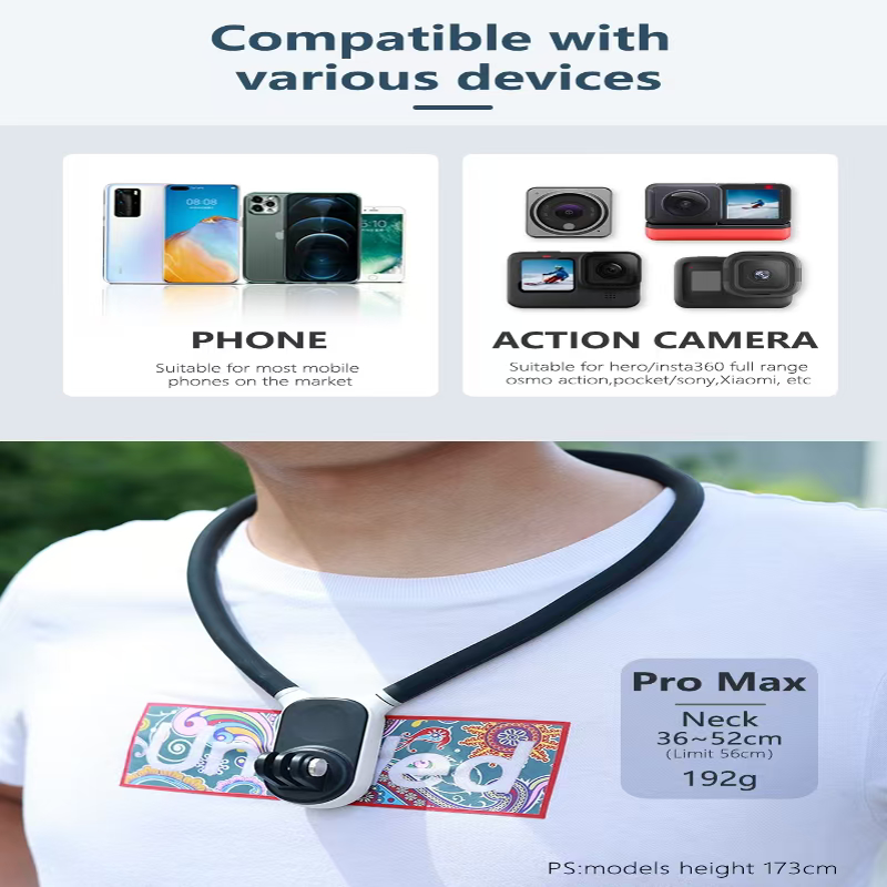 Light Magnetic Neck Mount for DJI OSMO Pocket 3 & GoPro Hero MAX - Hands-Free - BeezSpeed