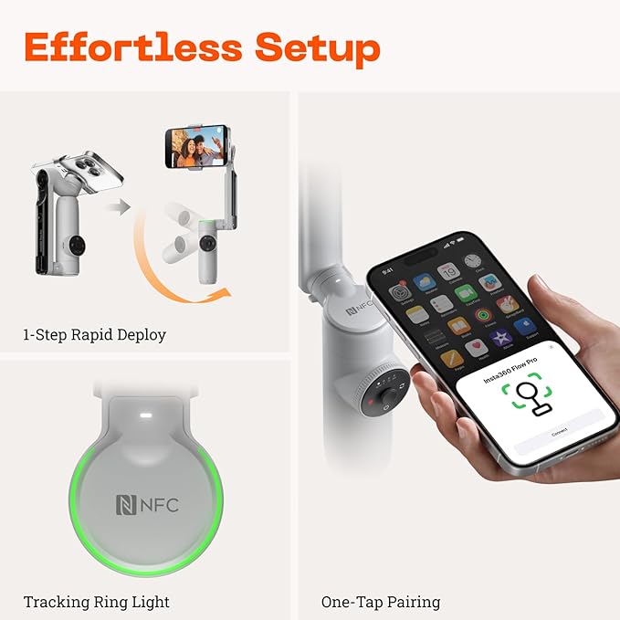 Built-In Selfie Stick, Tripod & Power Bank on Insta360 Flow Pro for Versatile Filming Effortless Setup