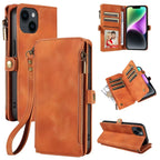 orange Magnetic Trifold Wallet Case for Samsung/iPhone - Retro Leather Design BeezSpeed
