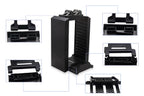 Cooling fan and dual controller charging station for PS4, complete with 12-disc storage for an organized setup